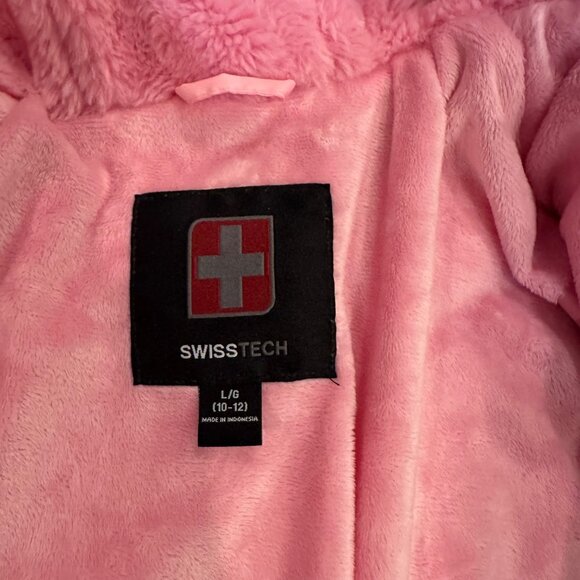 SWISSTECH GIRLS PINK PURPLE OMBRE PUFFER HOODED JACKET COAT LARGE 10/12 - Picture 8 of 9